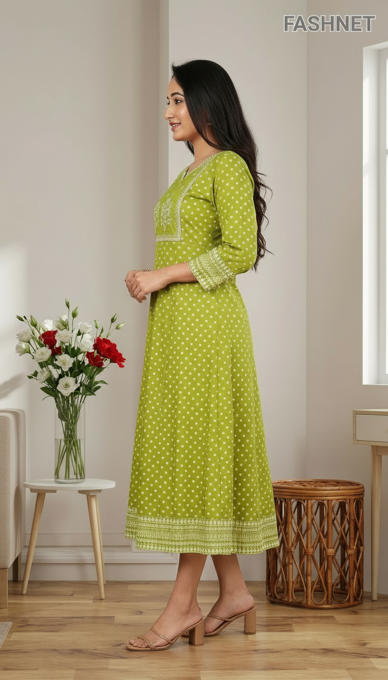 Fashnet Olive Kurta view 2