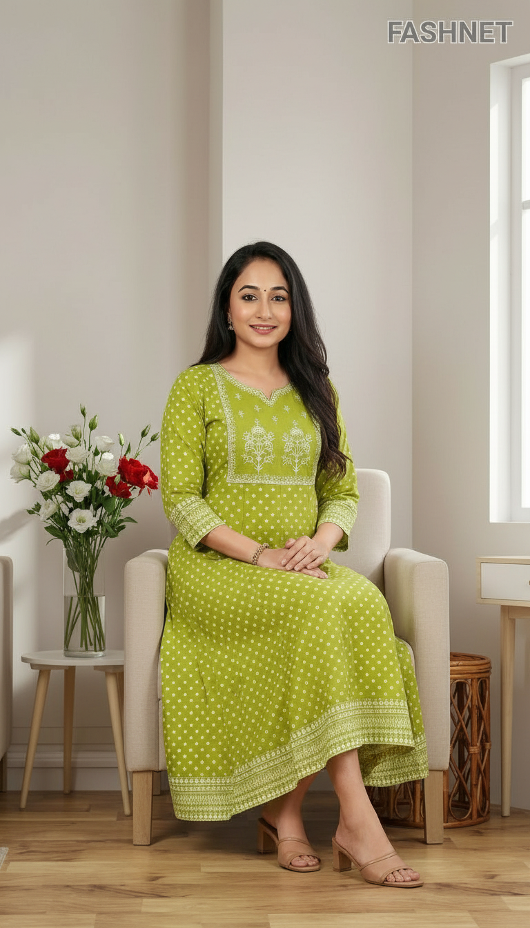 Fashnet Olive Kurta view 4
