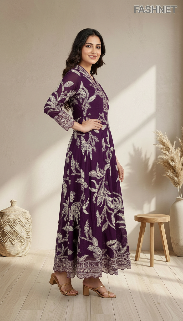 Fashnet Embroidered Long Gown view 3