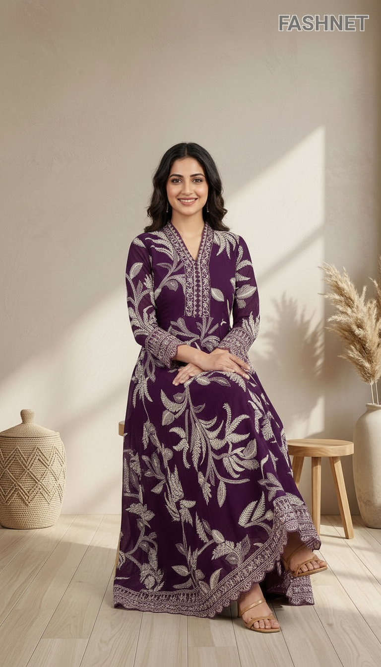 Fashnet Embroidered Long Gown view 5