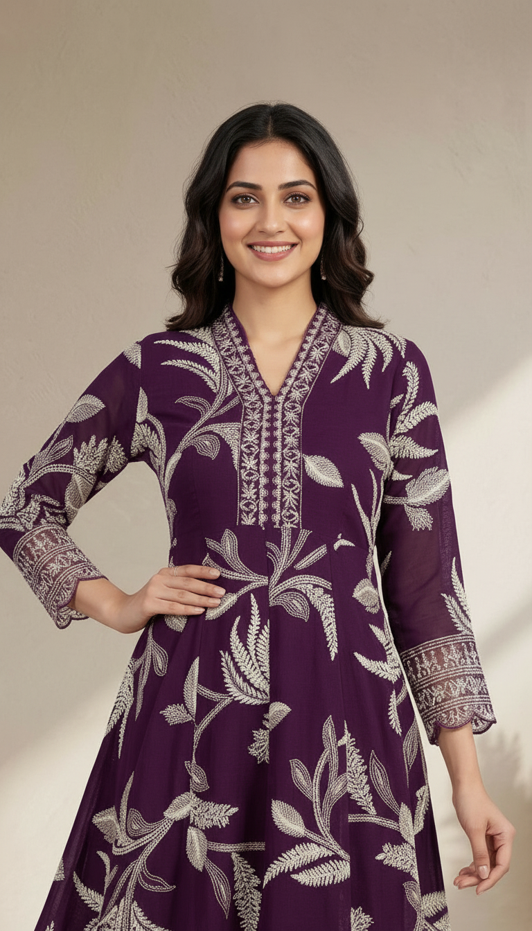 Fashnet Embroidered Long Gown view 4