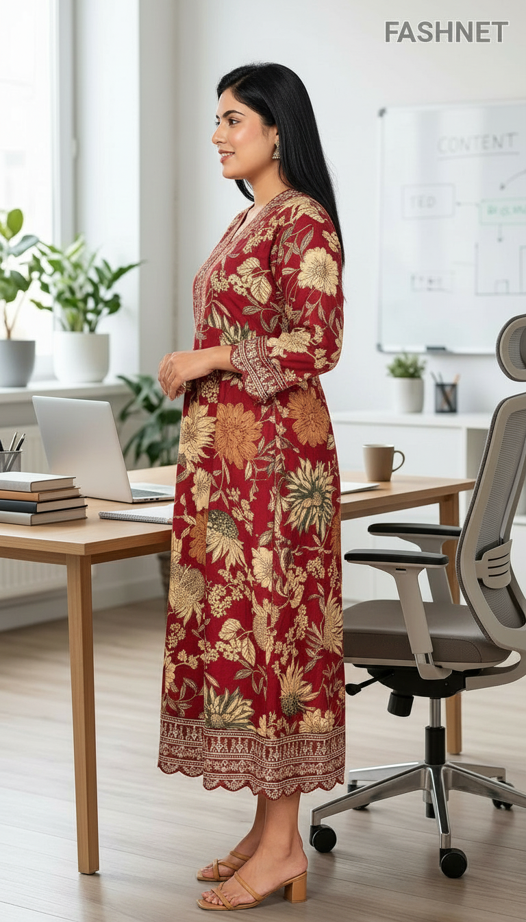 Fashnet Floral Printed Long Dress view 2