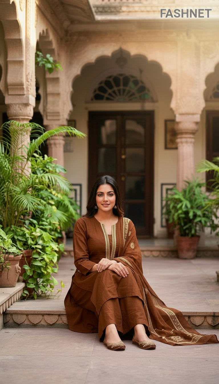 Fashnet Brown Kurta Set view 4