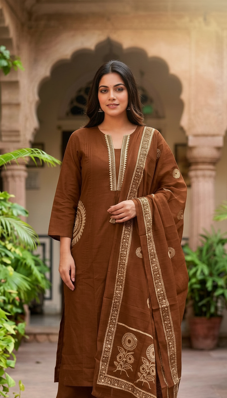 Fashnet Brown Kurta Set view 3