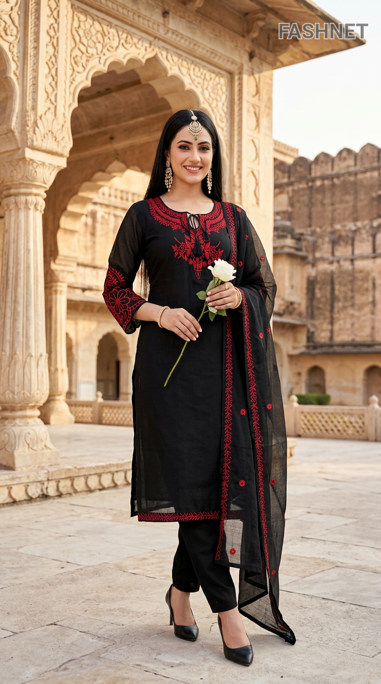 Fashnet Embroidered Kurta Set 023 view 4