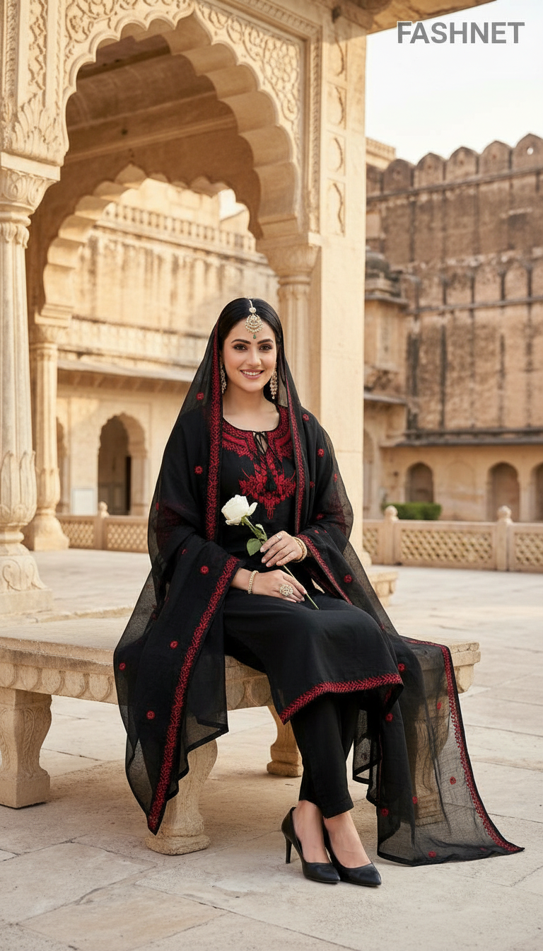 Fashnet Embroidered Kurta Set 023 view 3