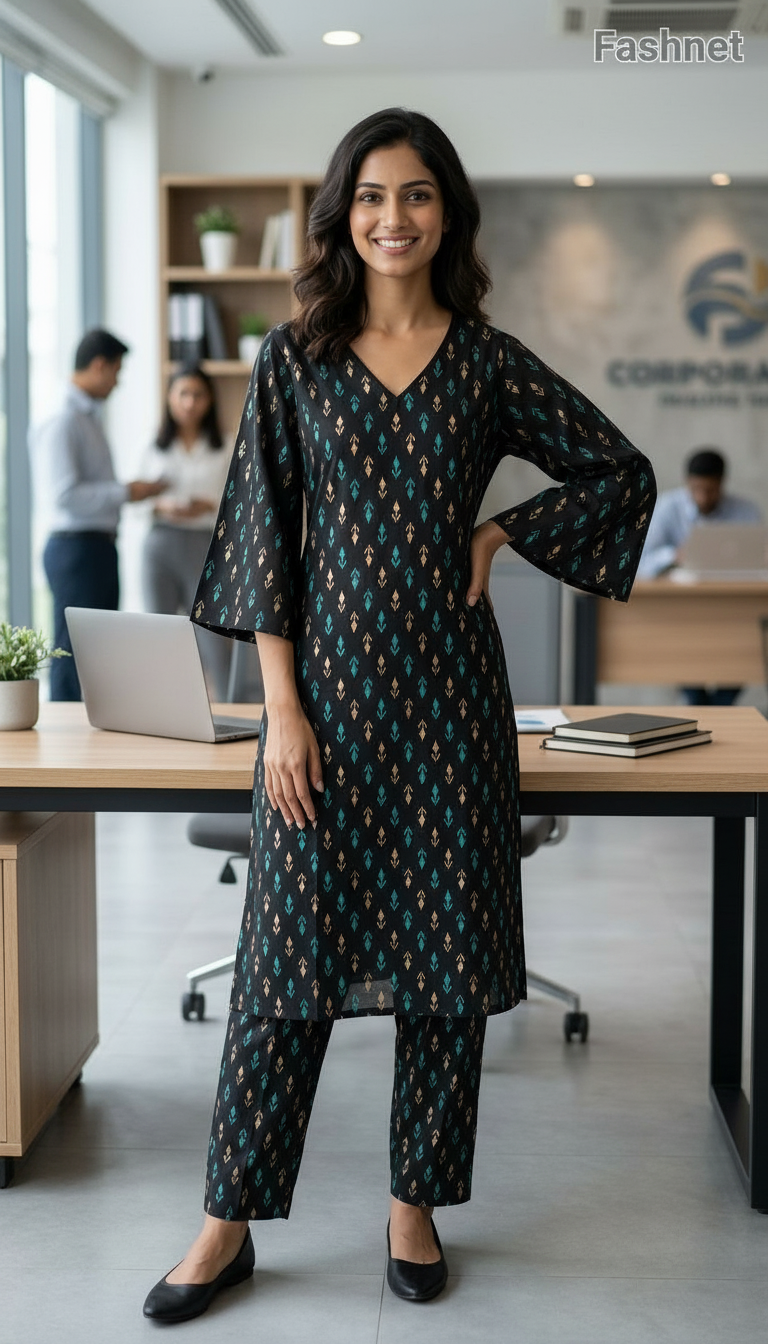 Fashnet Geometric Print Kurta Set view 3