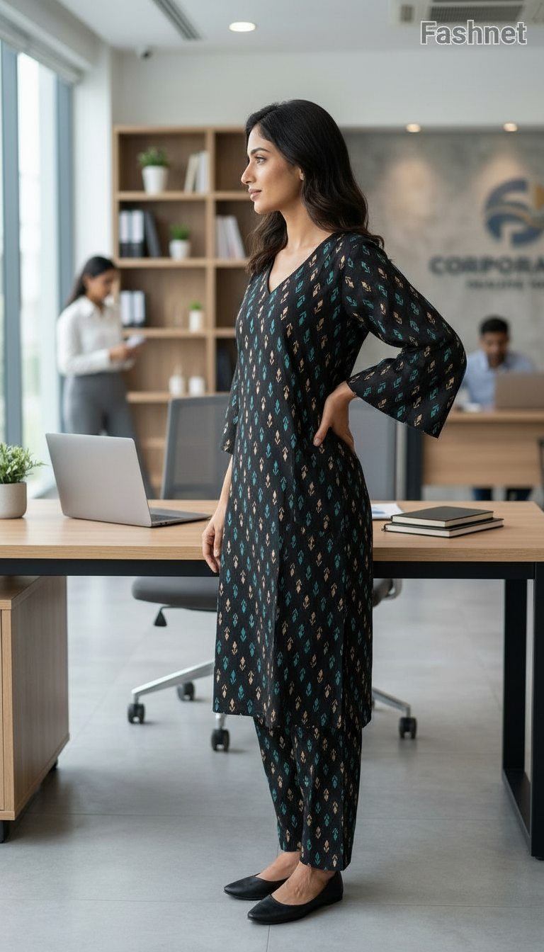 Fashnet Geometric Print Kurta Set view 2