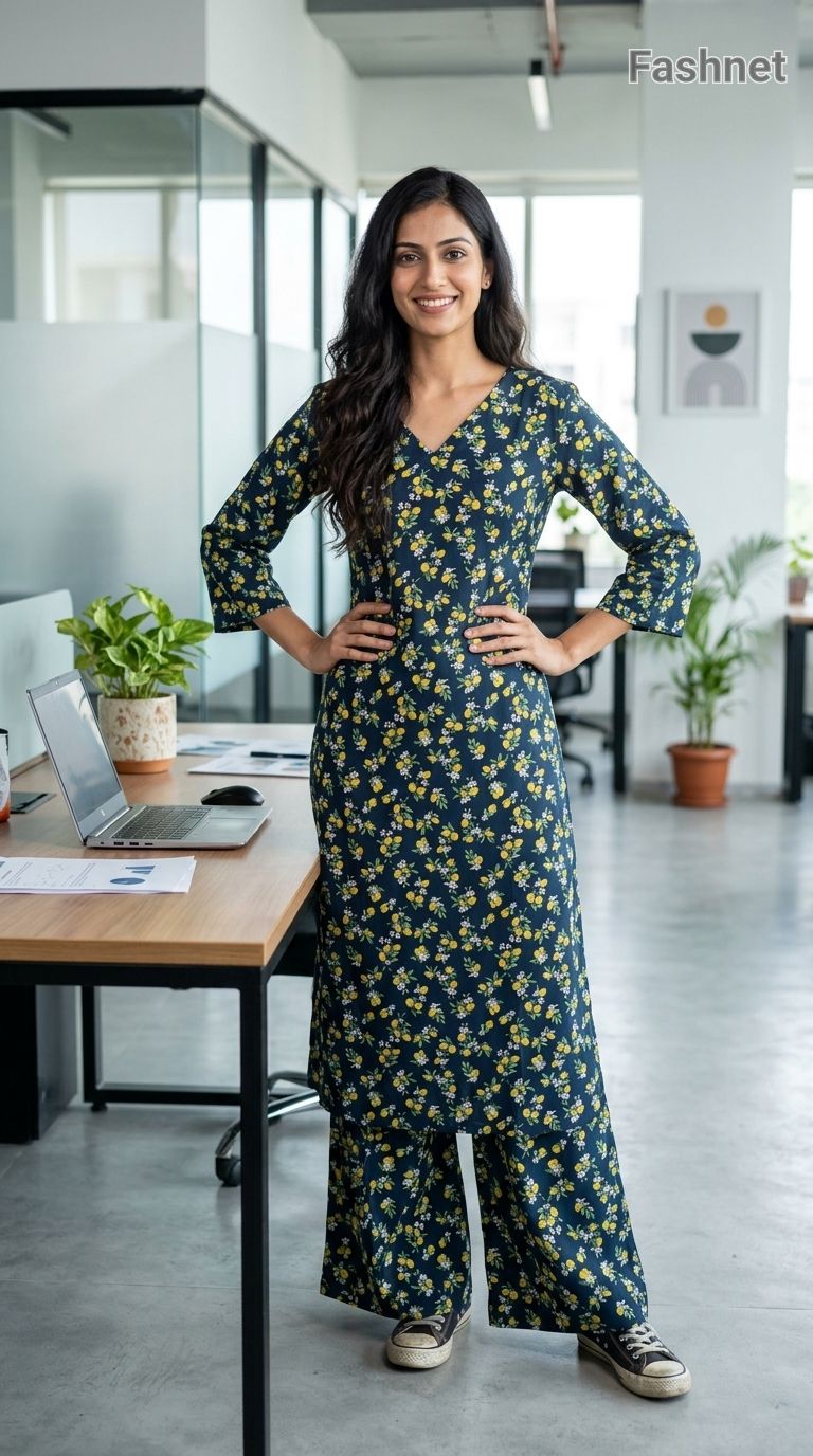 Fashnet Floral Kurta Set 023 view 4