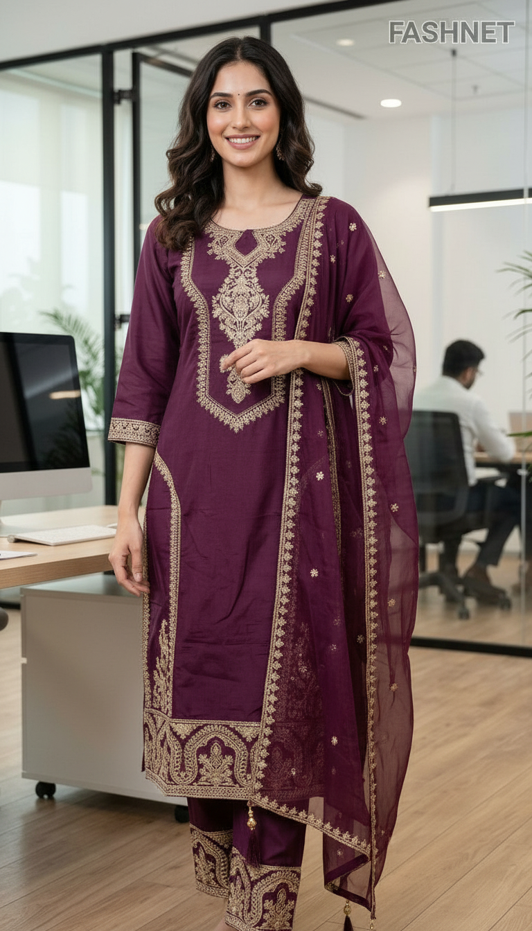 Fashnet Embroidered Kurta Set KGN view 3