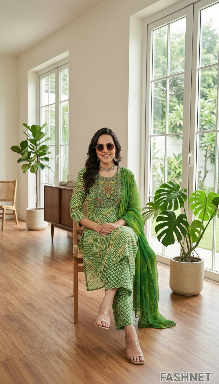 Fashnet Green Printed Salwar Suit 3xl view 4