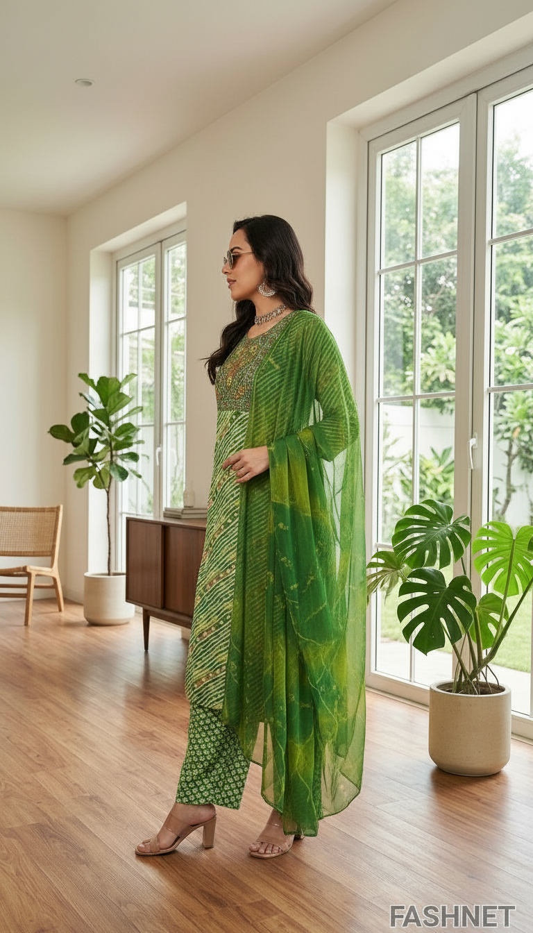 Fashnet Green Printed Salwar Suit 3xl view 2
