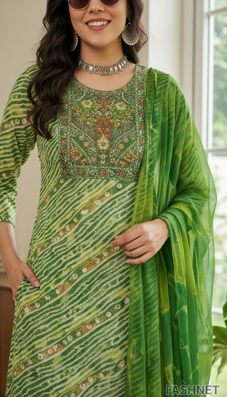 Fashnet Green Printed Salwar Suit 3xl view 3