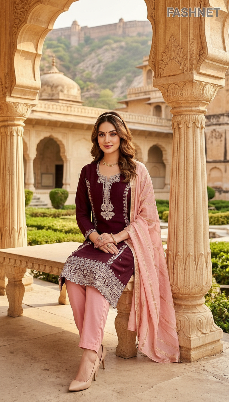 Fashnet Embroidered Salwar Suit Set 03 view 3
