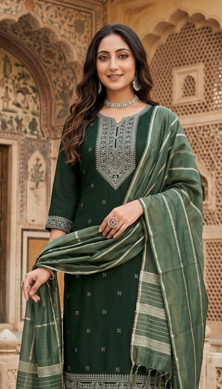 Fashnet Green Kurta Set view 2