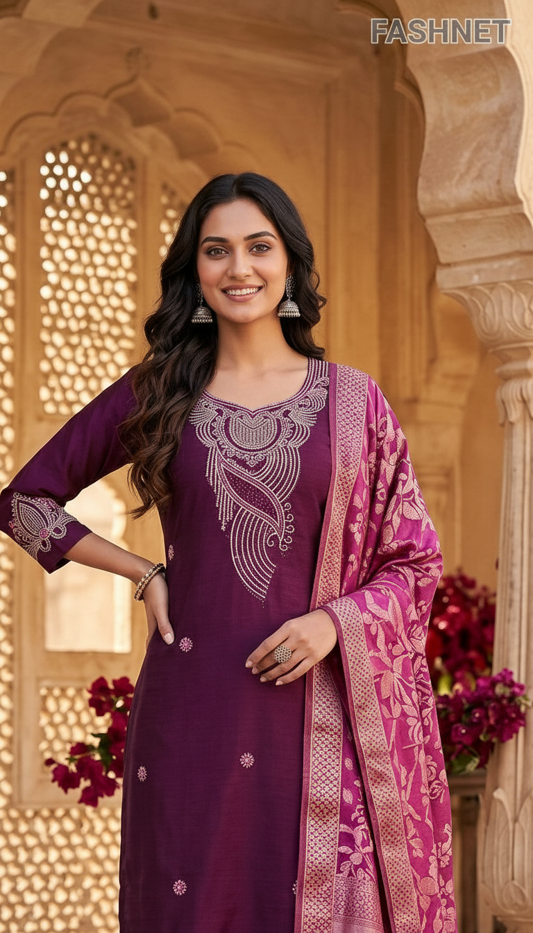 Fashnet Embroidered Salwar Suit Set 012 view 3