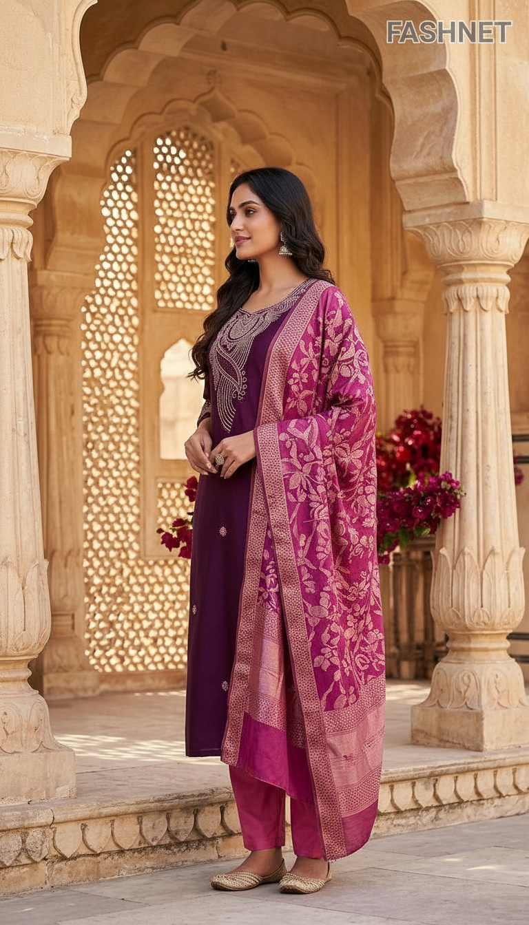 Fashnet Embroidered Salwar Suit Set 012 view 2