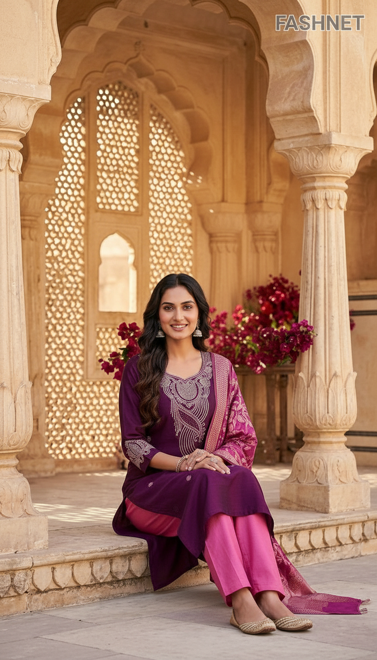 Fashnet Embroidered Salwar Suit Set 012 view 4