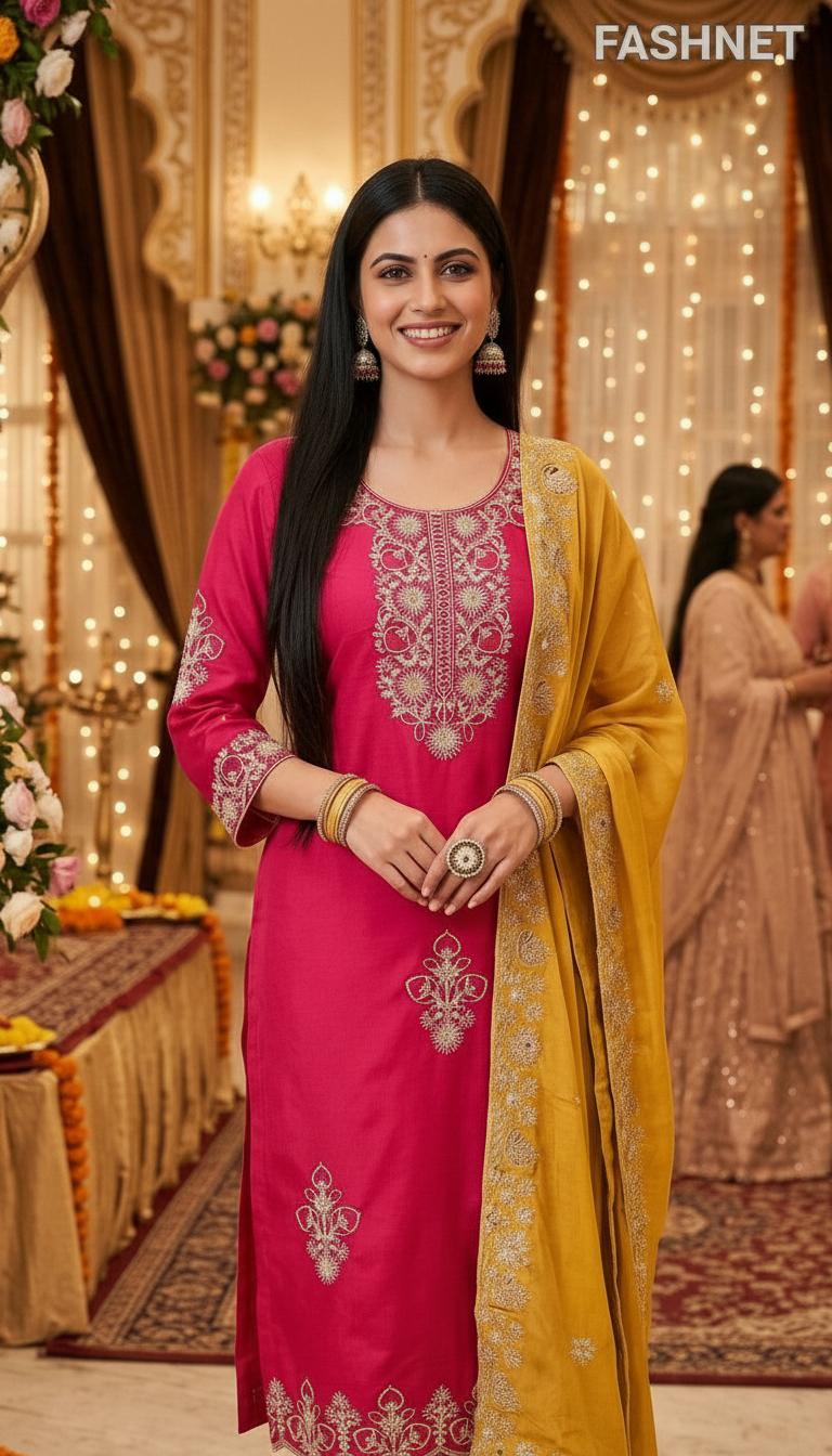 FashNet Embroidered Salwar Suit Set 014 view 4