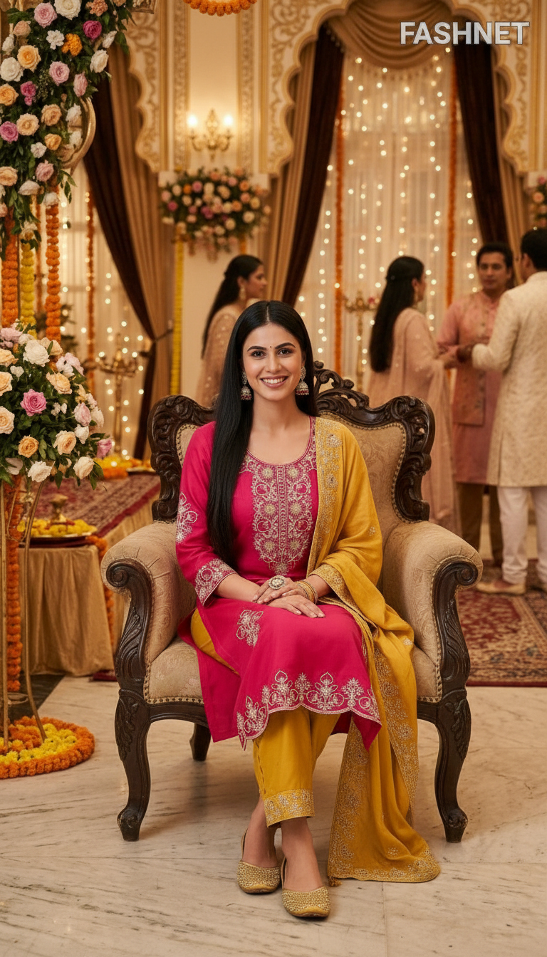 FashNet Embroidered Salwar Suit Set 014 view 5