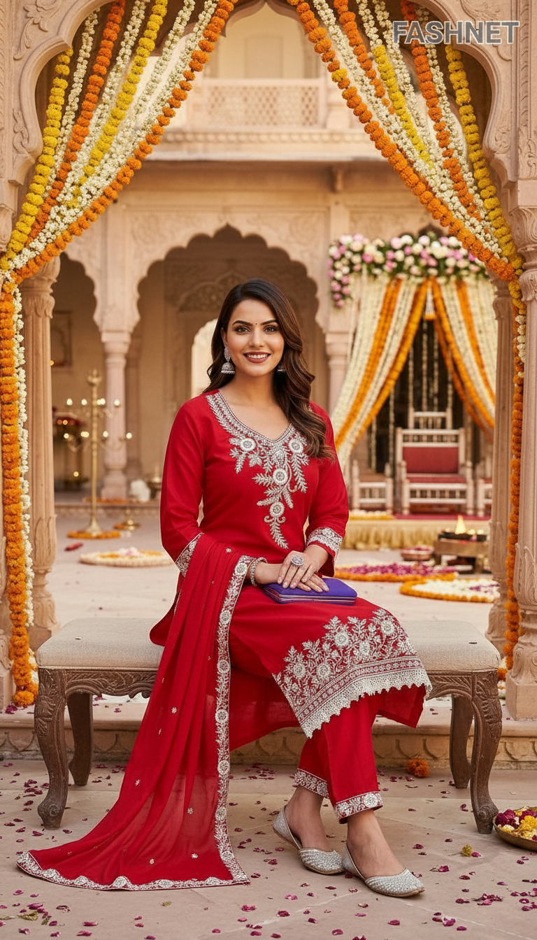 FASHNET Embroidered Salwar Suit Set view 5