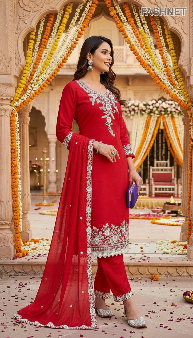 FASHNET Embroidered Salwar Suit Set view 2