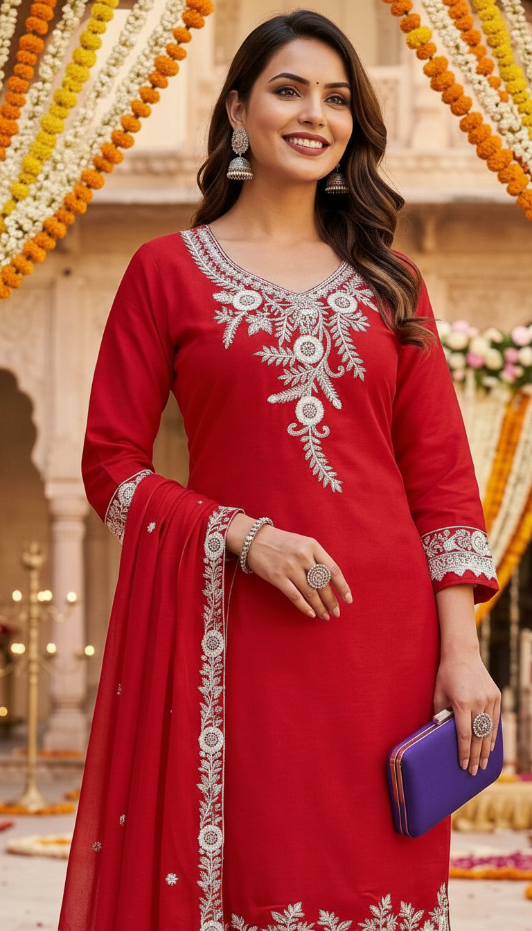 FASHNET Embroidered Salwar Suit Set view 4
