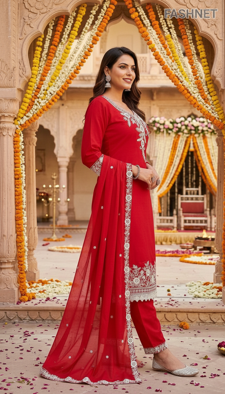 FASHNET Embroidered Salwar Suit Set view 3
