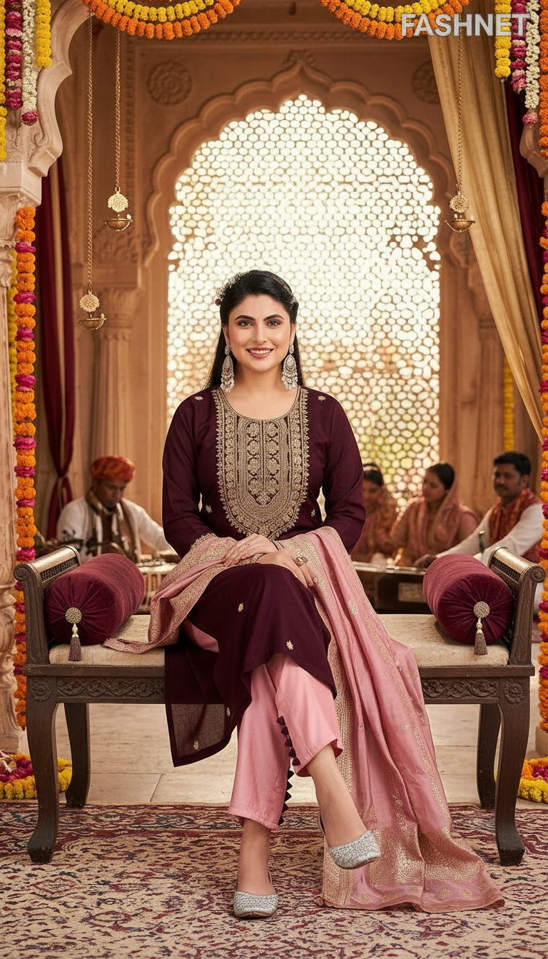 Fashnet Embroidered Salwar Suit Set 018 view 4