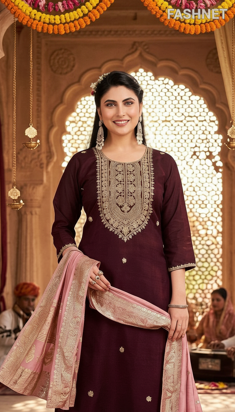 Fashnet Embroidered Salwar Suit Set 018 view 3