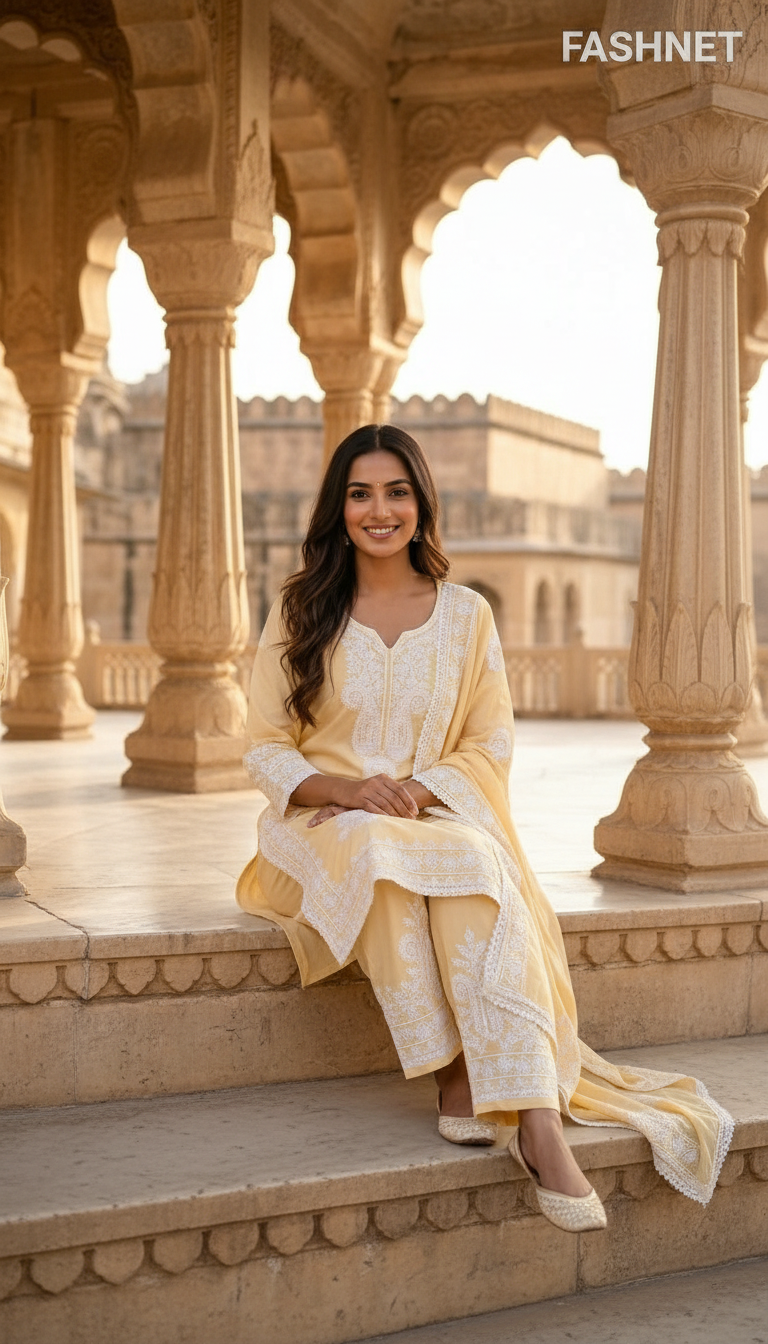 Fashnet Embroidered Kurta Set Pk08 view 5