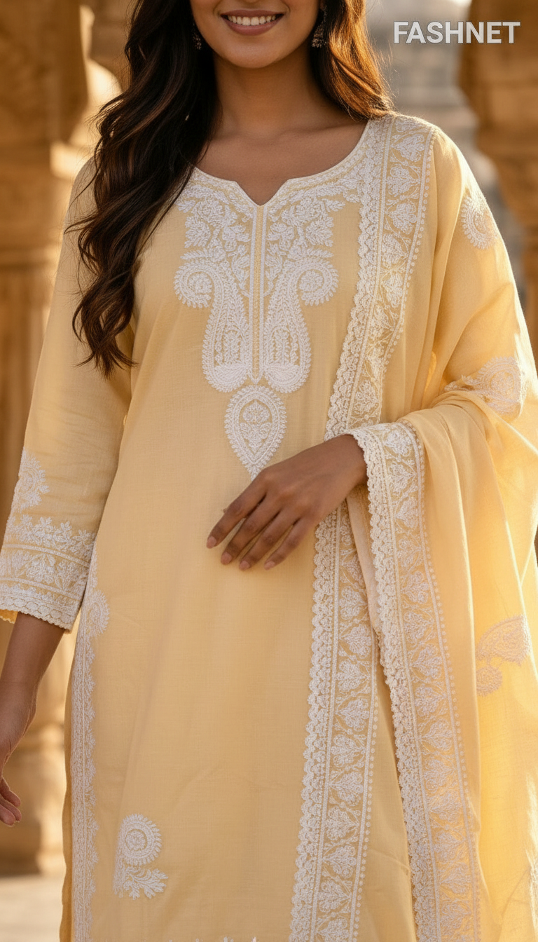 Fashnet Embroidered Kurta Set Pk08 view 4