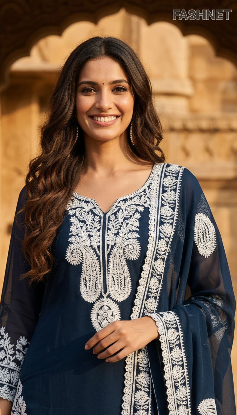 Fashnet Embroidered Kurta Set Pk03 view 3