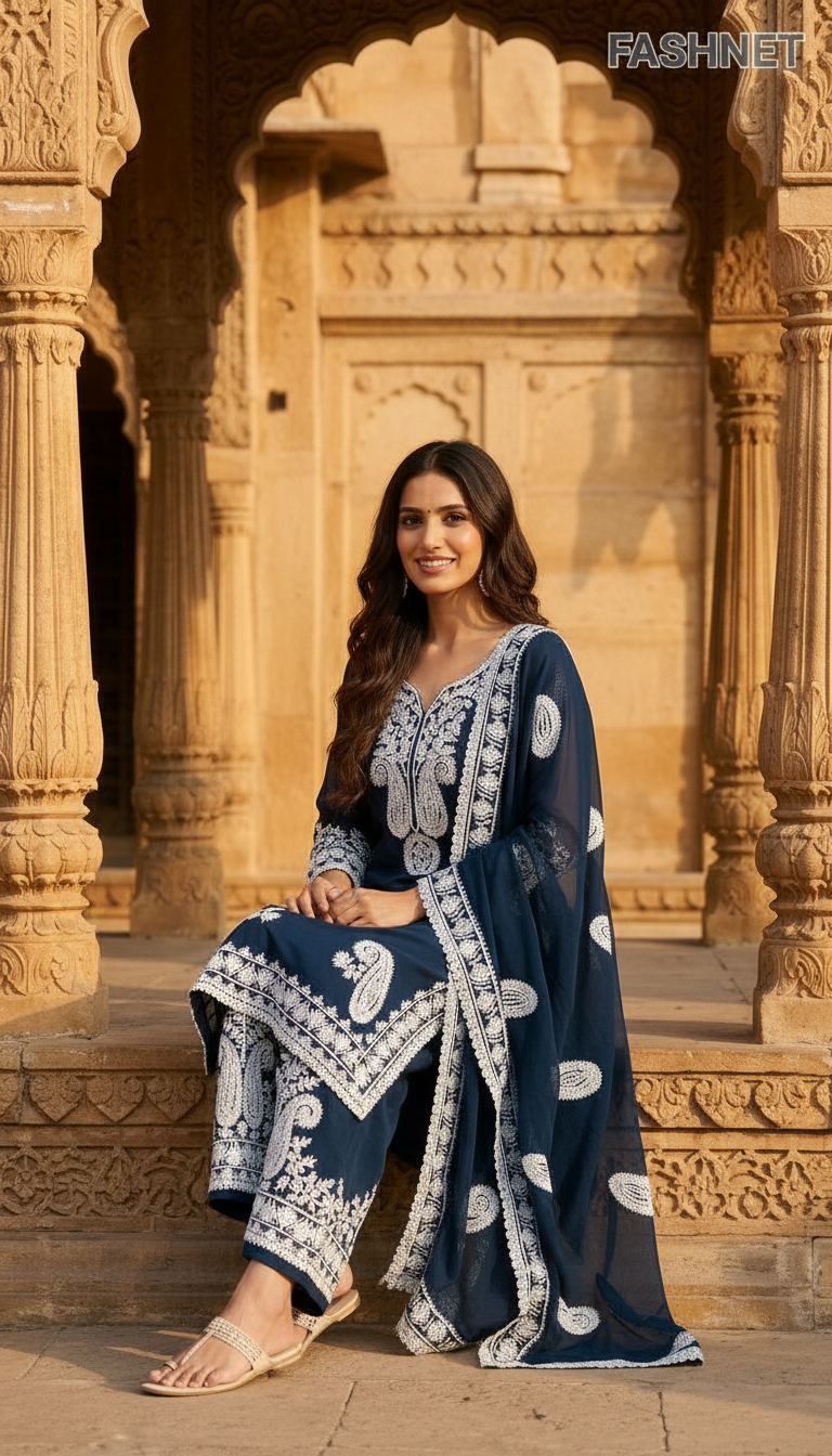 Fashnet Embroidered Kurta Set Pk03 view 4