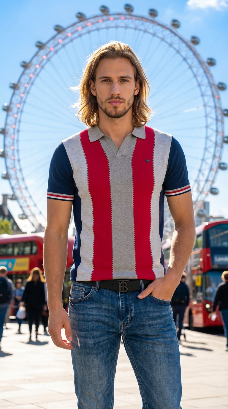 Style-13464-Striped Polo T-shirt view 5