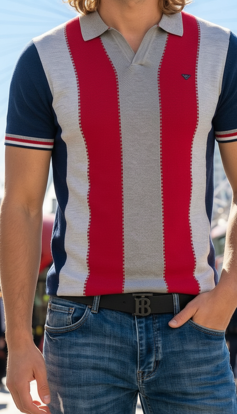 Style-13464-Striped Polo T-shirt view 2