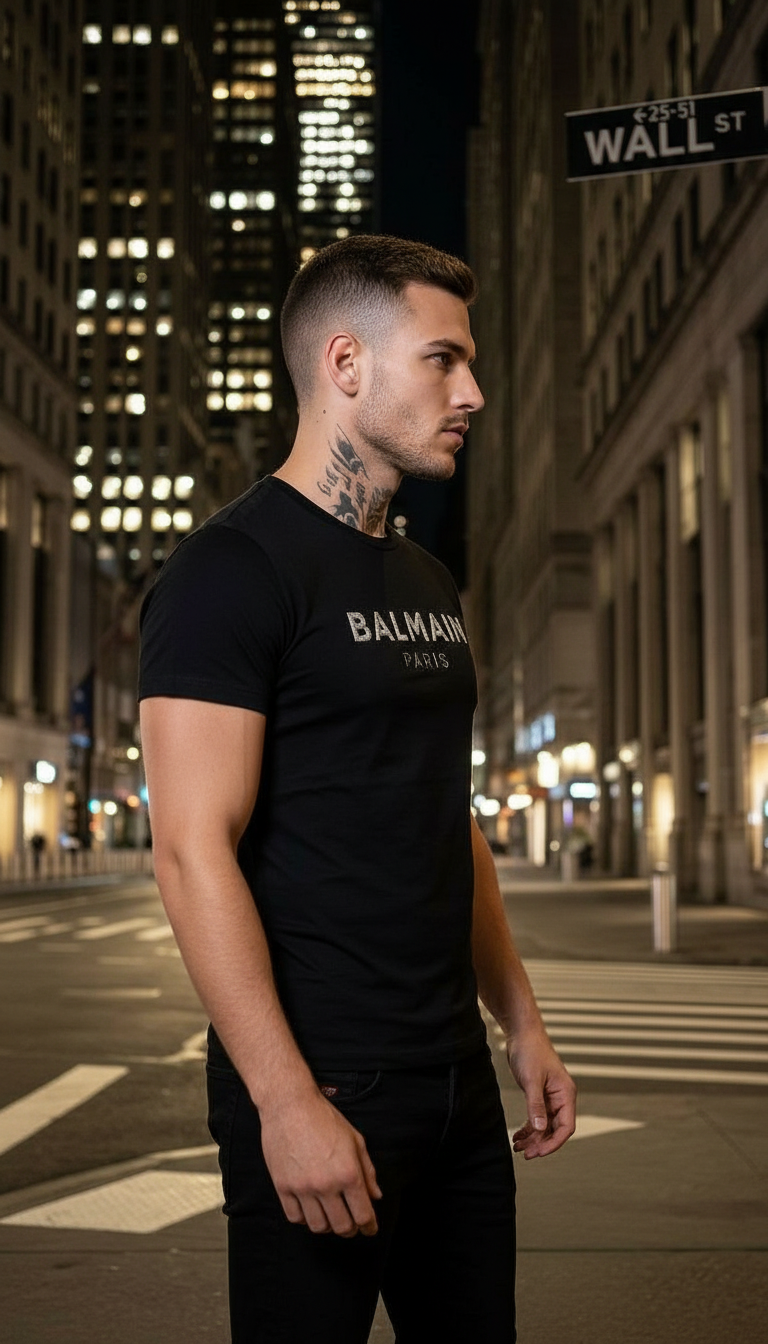 Style-8827-Imported  Black T-Shirt view 3
