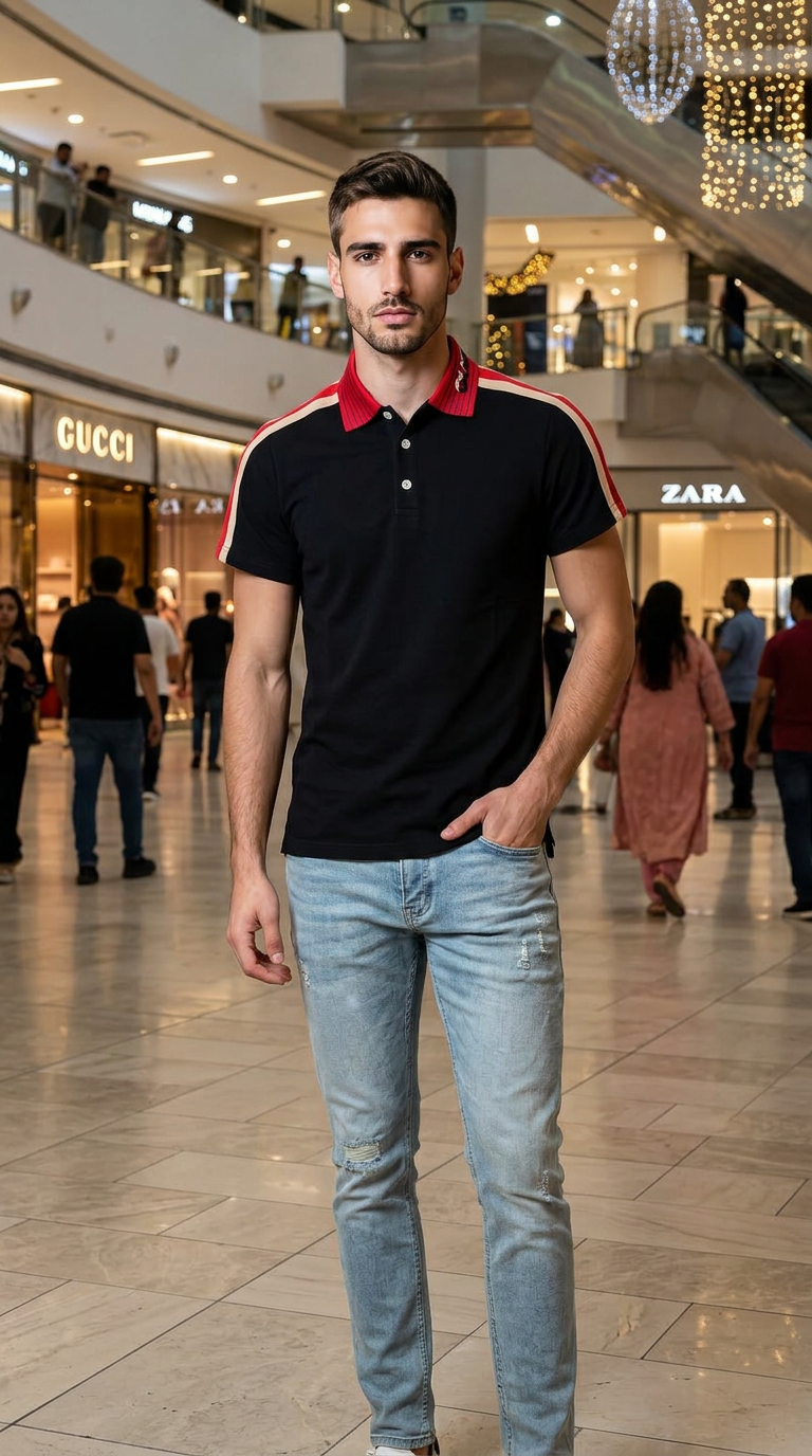 Style-G2026-Black Polo T-shirt view 5