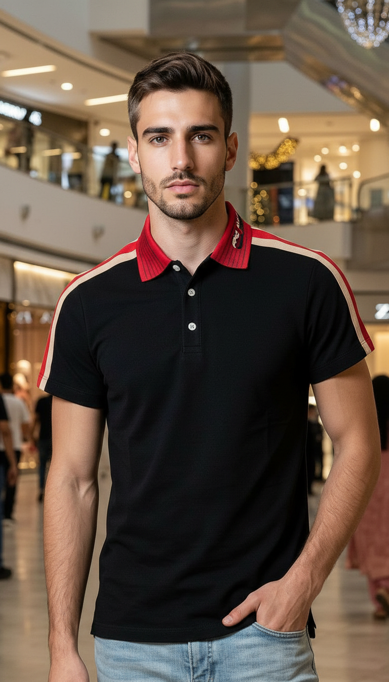 Style-G2026-Black Polo T-shirt view 2