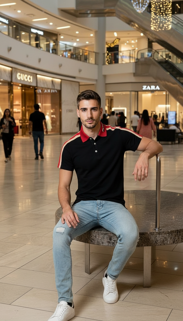 Style-G2026-Black Polo T-shirt view 4