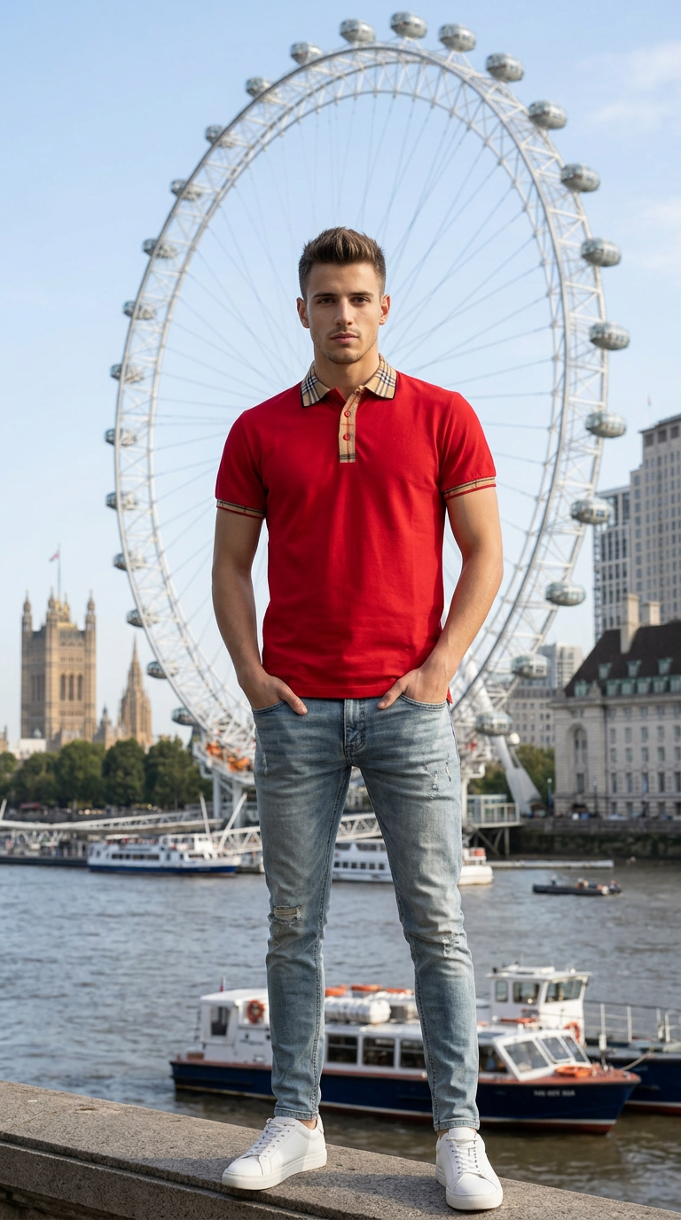 Style-3009-Red Polo T-Shirt view 5
