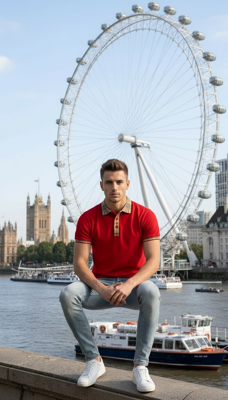 Style-3009-Red Polo T-Shirt view 4
