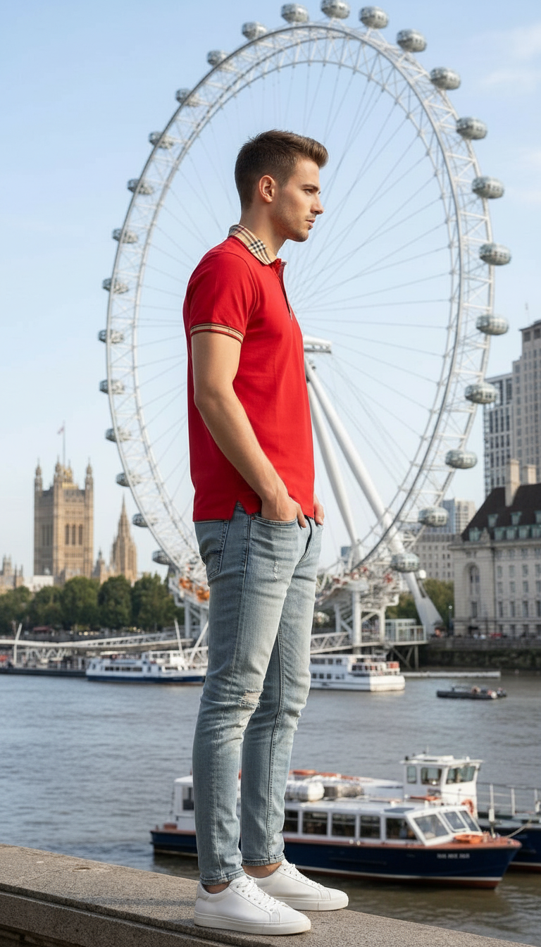 Style-3009-Red Polo T-Shirt view 3