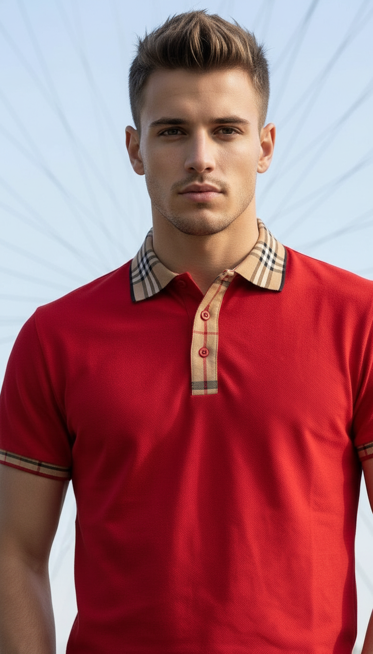Style-3009-Red Polo T-Shirt view 2