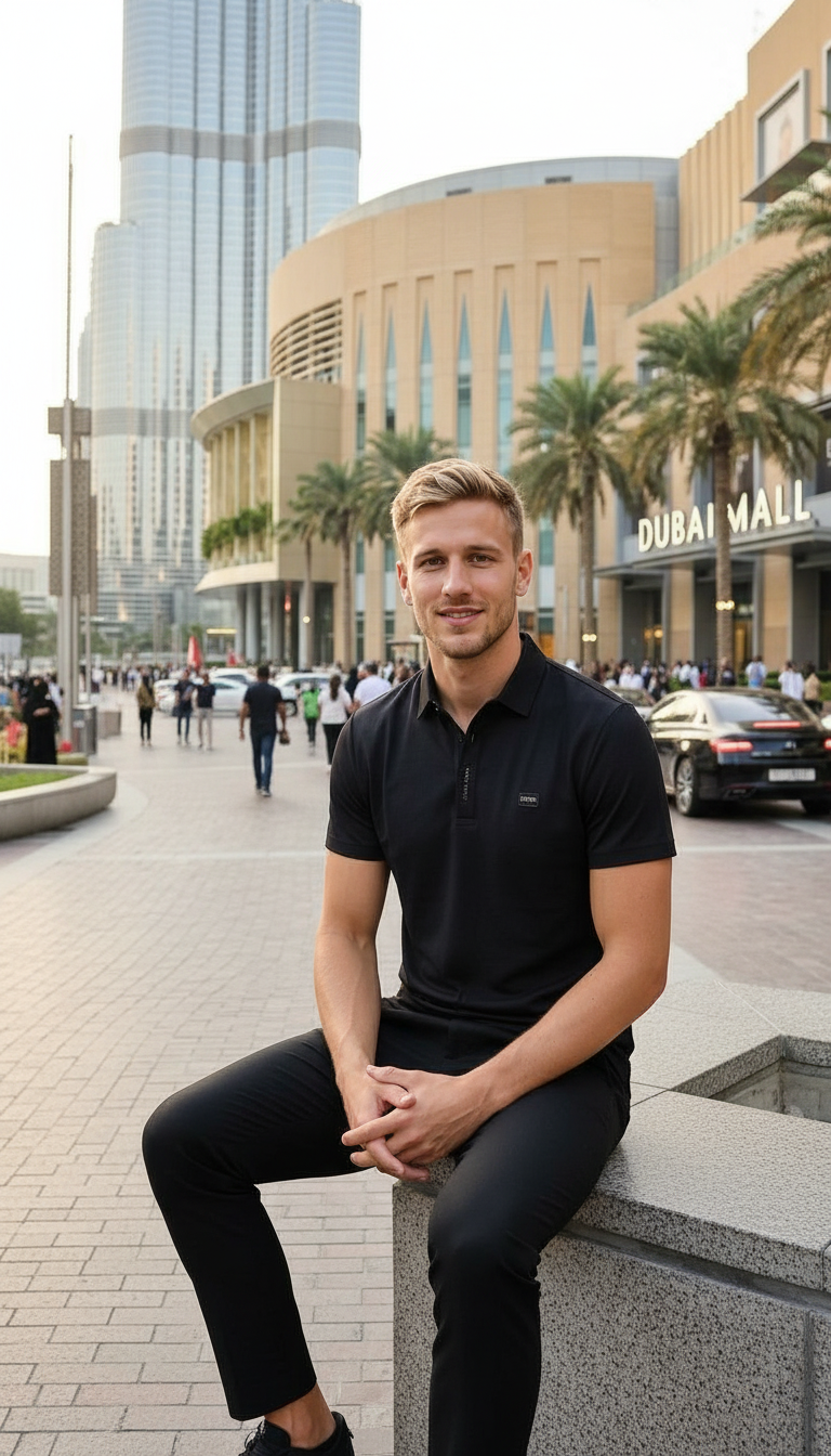 Style-8121-Imported Black Polo T-shirt view 4