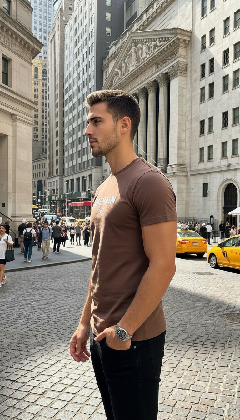 Style-8827-Imported Brown T-Shirt view 3