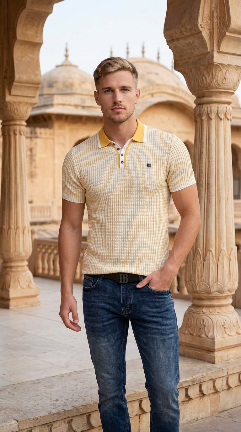 Style-13366-Yellow Polo T-shirt view 4