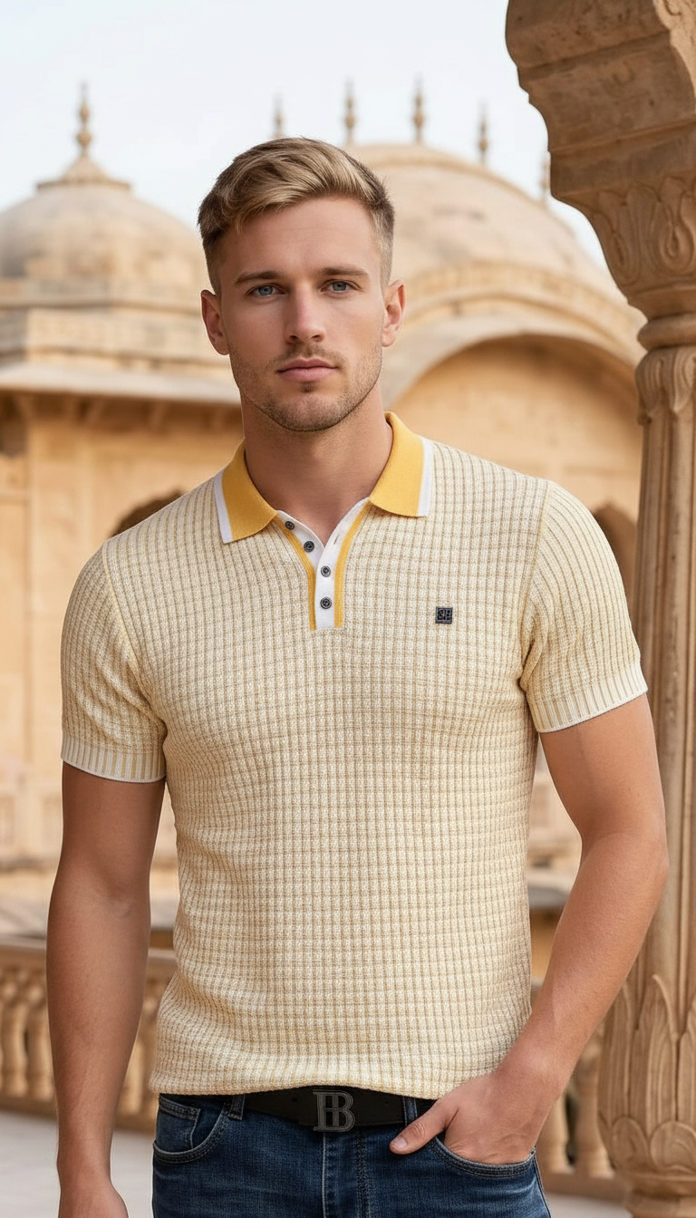 Style-13366-Yellow Polo T-shirt view 2