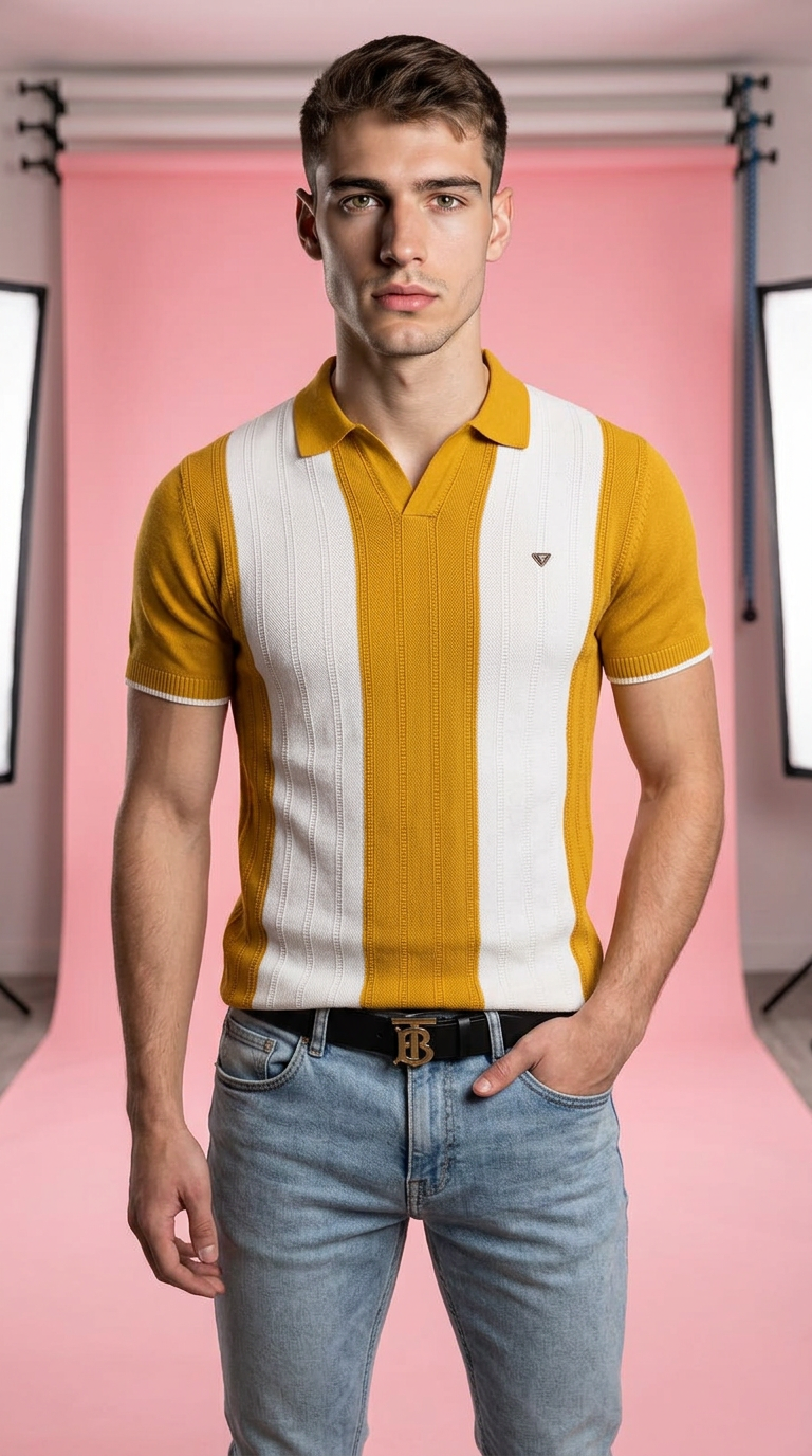 Style-13471-Striped Polo T-shirts view 5