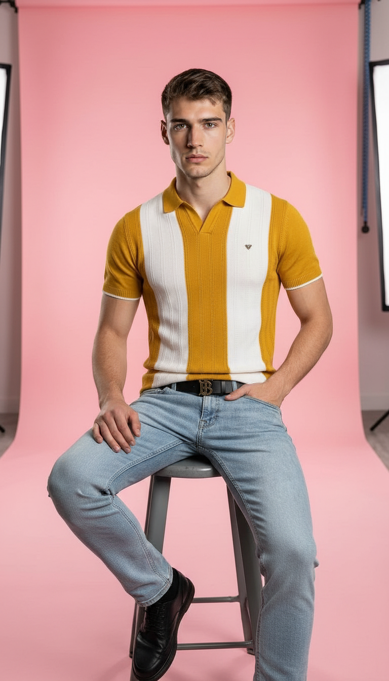Style-13471-Striped Polo T-shirts view 4